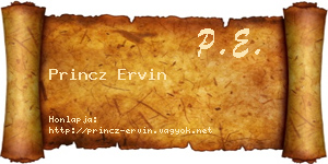 Princz Ervin névjegykártya